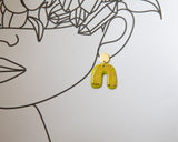 Neon Green and Gold Porcelain Drop Arch Earrings