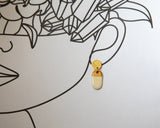Porcelain and Gold White Oval Drop Earrings