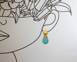 Porcelain and Gold Turquoise Teardrop Drop Earrings