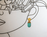Porcelain and Gold Turquoise Oval Drop Earrings
