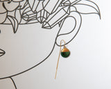 Porcelain Drop Gold Green Threader Earrings
