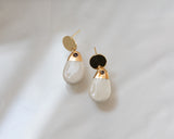 Porcelain and Gold White Teardrop Drop Earrings