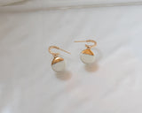 Porcelain and Gold White Drop Earrings with Huggie Hoops