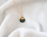 Green Porcelain Circular Necklace with Gold Detail