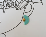 Porcelain and Gold Turquoise Fan Studs.