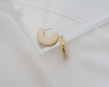 Porcelain, Gold and White 3/4 Hoop Earrings