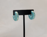 Porcelain and Gold Turquoise 3/4 Hoop Earrings