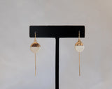 Porcelain Drop Gold White Threader Earrings