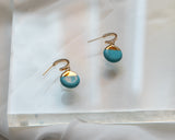 Porcelain and Gold Turquoise Drop Earrings with Gold Huggie Hoops