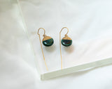Porcelain Drop Gold Green Threader Earrings