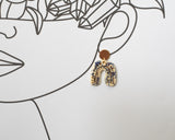 Porcelain and Gold Blue Floral Drop Arch Earrings