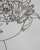 Gold and Porcelain Turquoise Square Studs
