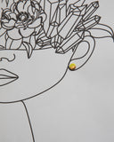 Gold and Porcelain Neon Green Mini Circle Studs.